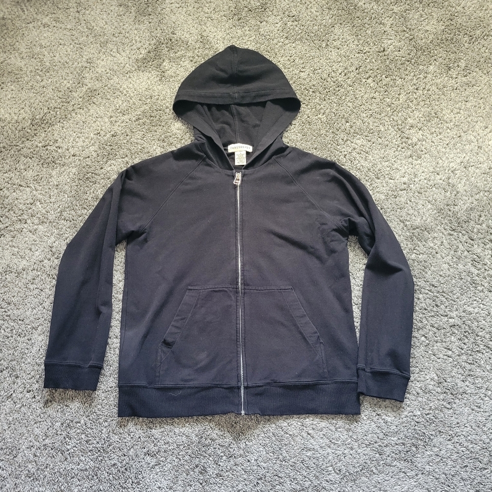Black Zip-Up Hoodie With Pockets Size Medium